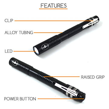VisiTORCH Ultra Bright LED Flashlight Tactical Pen Style including BATTERIES and pocket clip. For Hobby, Outdoors, Emergency and More!