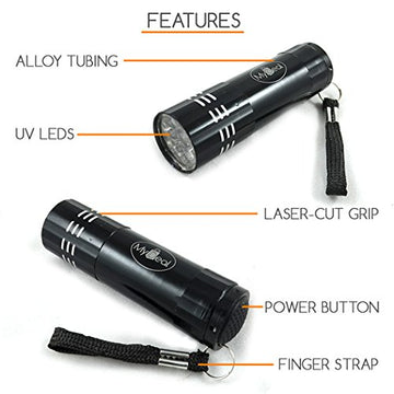 VisiTRUTH UV Ultraviolet 9 LED Blacklight Pocket Flashlight WITH BATTERIES for Verifying IDs / Money / Credit Cards / UV Stamps and More Security!