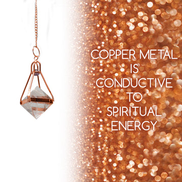 Quartz & Copper Dowsing Pendulum for Energy Conduction, Body Healing, Reiki Balancing Chakras, Aura Cleansing, Water Divining, Ghost Hunting